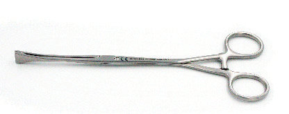 Green Armytage Uterine Dressing Forceps with Wide Serrated Jaws